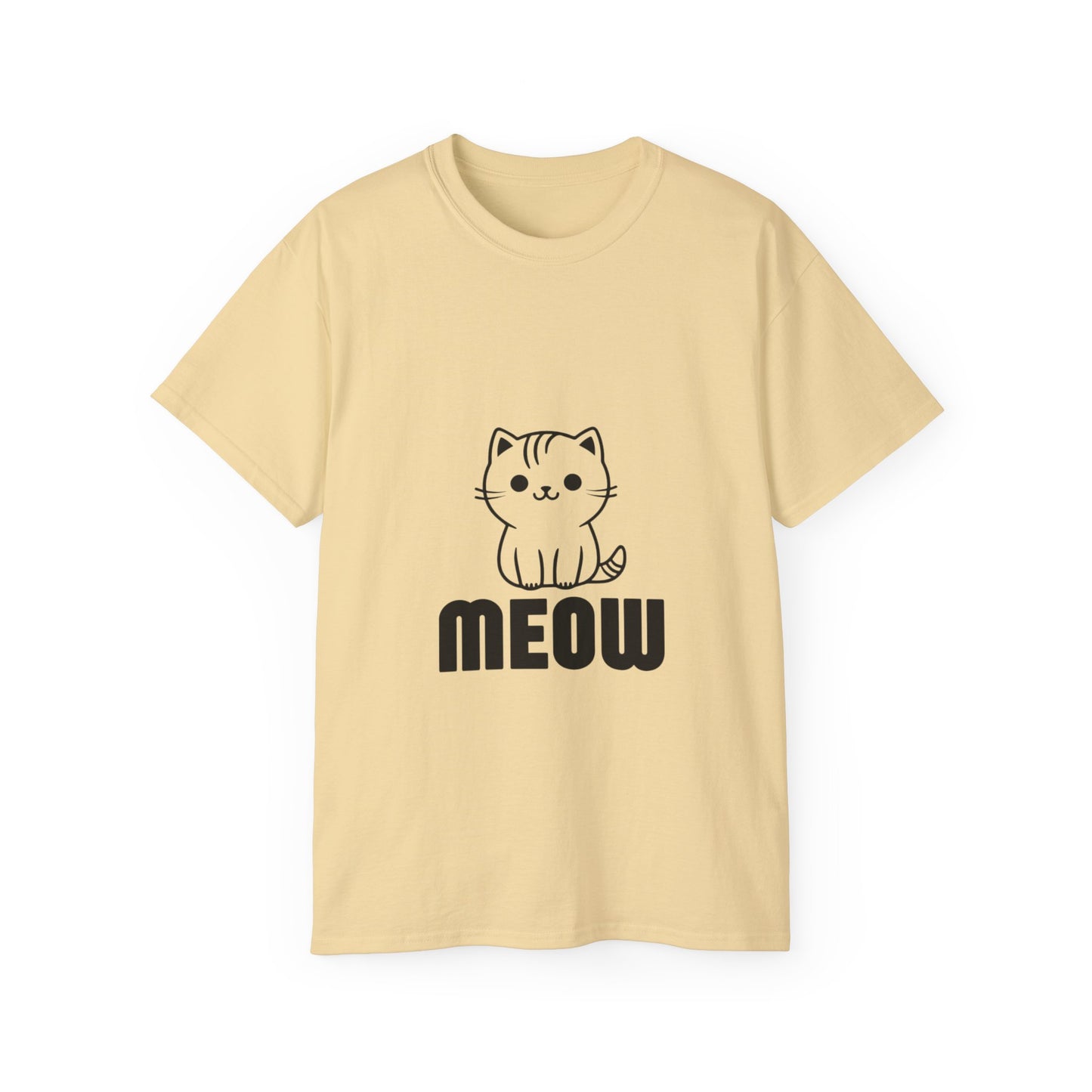 Cute Cat Graphic Tee - MEOW Design, Unisex Ultra Cotton