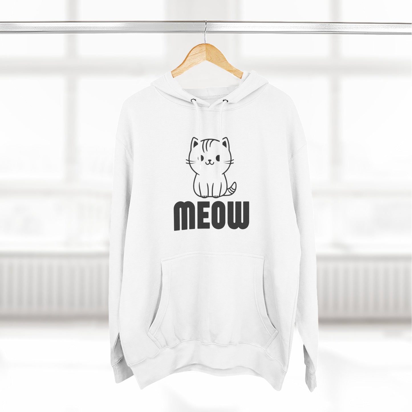Cute Cat Meow Fleece Hoodie – Perfect for Pet Lovers