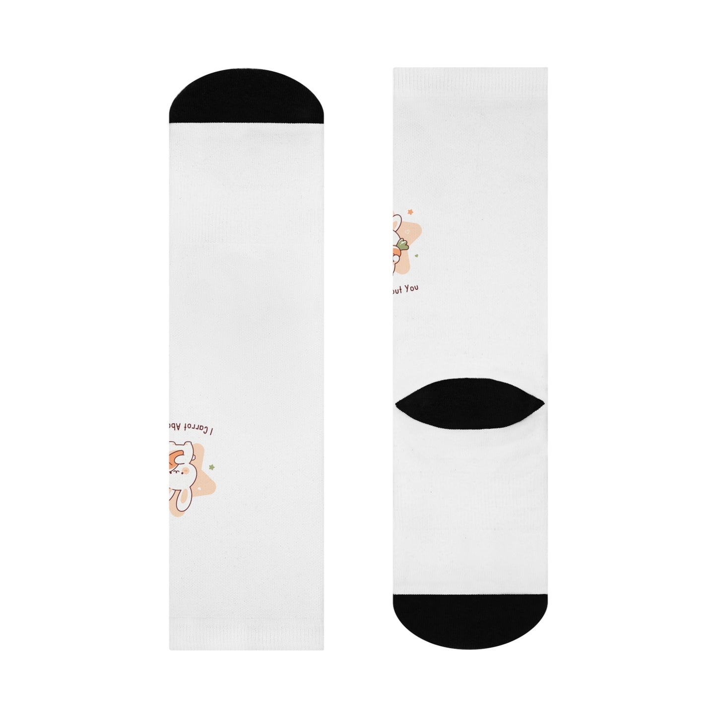 Cushioned Crew Socks - "I Carrot About You" Cute Rabbit Design