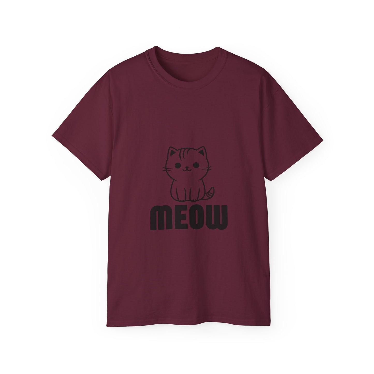Cute Cat Graphic Tee - MEOW Design, Unisex Ultra Cotton
