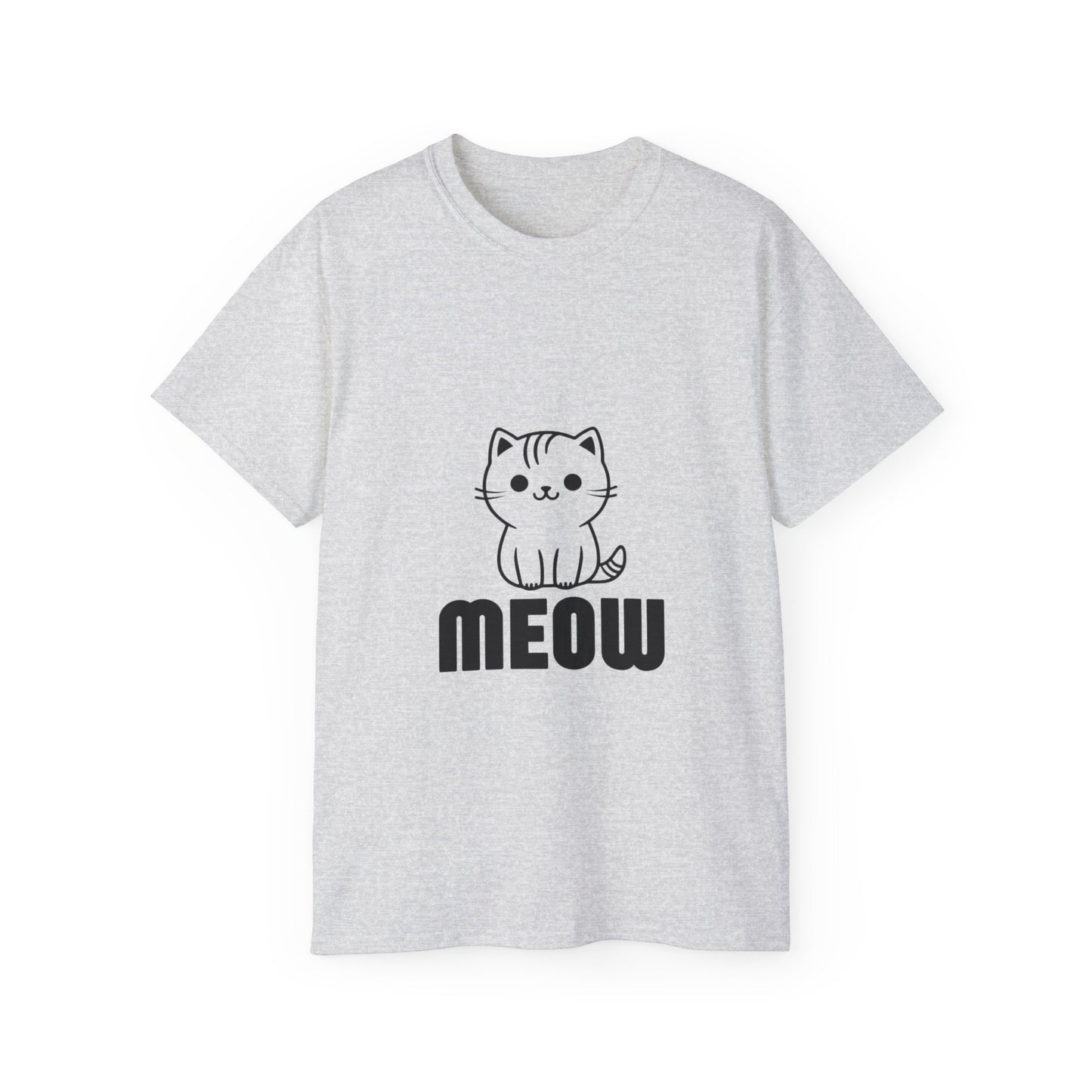 Cute Cat Graphic Tee - MEOW Design, Unisex Ultra Cotton