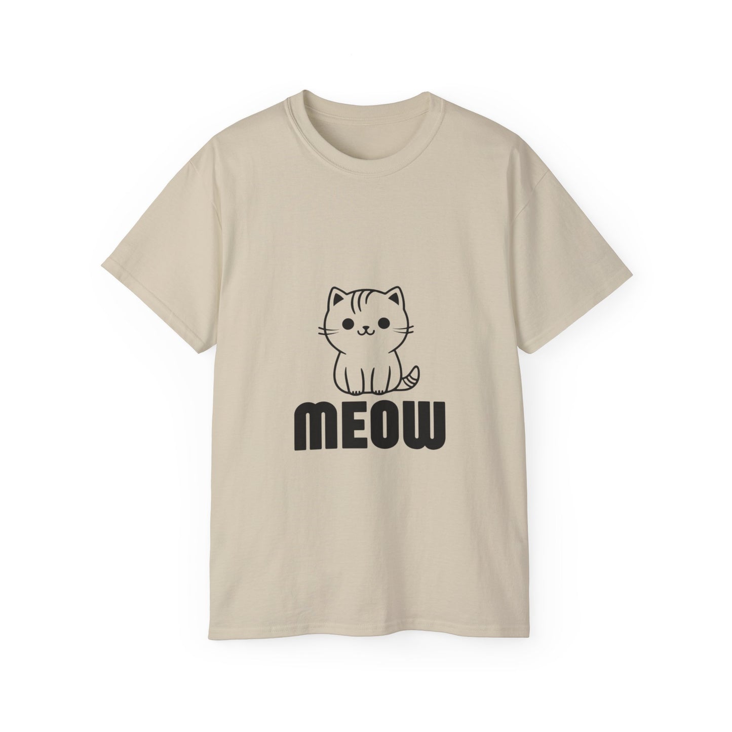 Cute Cat Graphic Tee - MEOW Design, Unisex Ultra Cotton