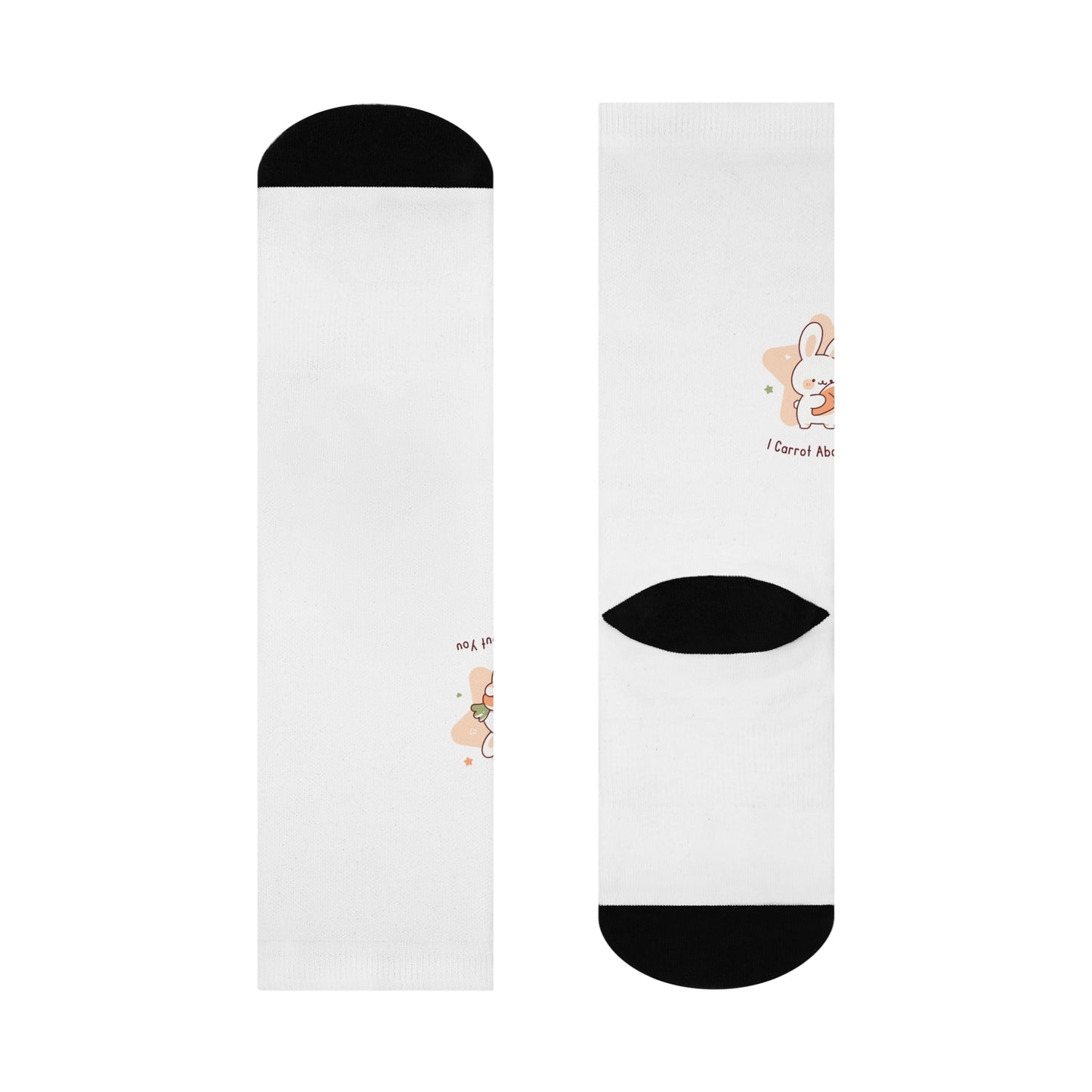 Cushioned Crew Socks - "I Carrot About You" Cute Rabbit Design