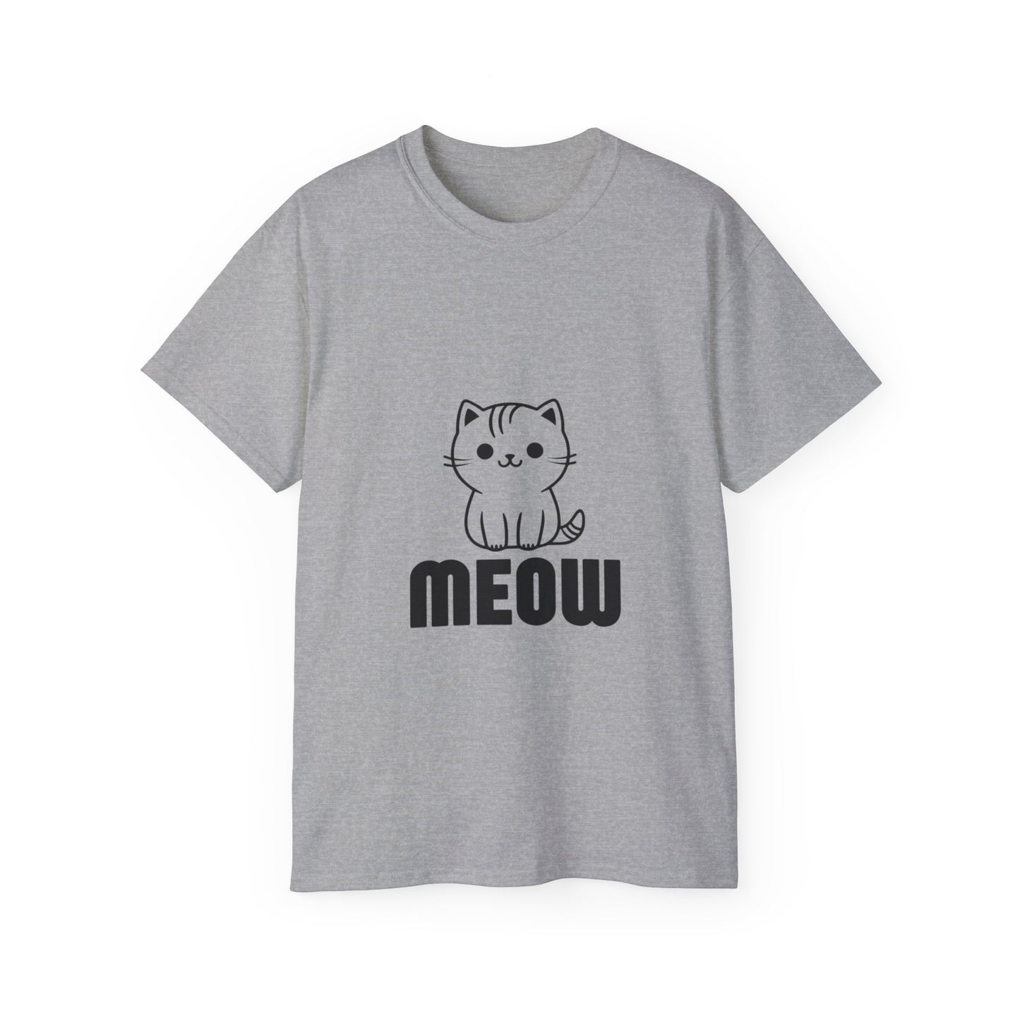Cute Cat Graphic Tee - MEOW Design, Unisex Ultra Cotton