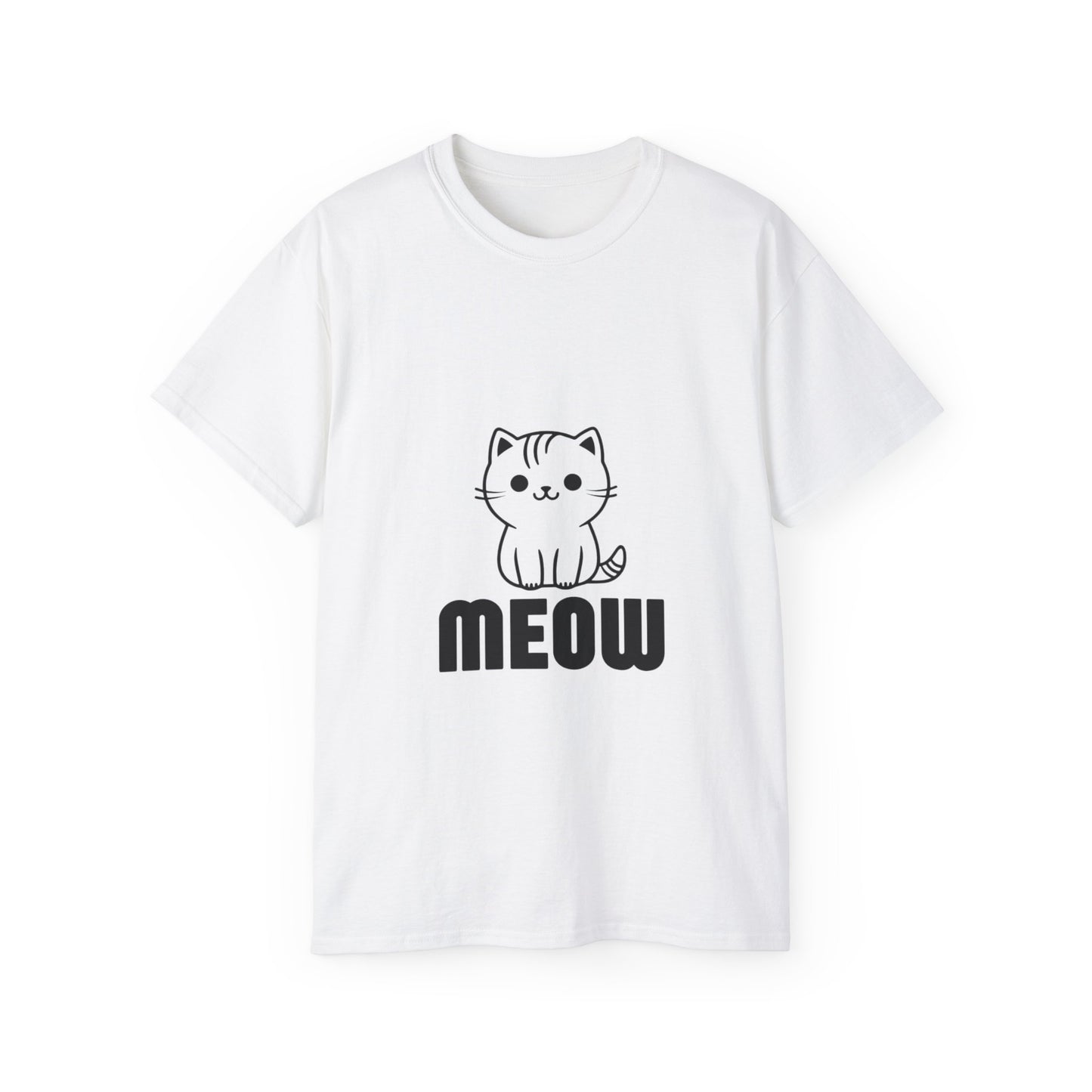 Cute Cat Graphic Tee - MEOW Design, Unisex Ultra Cotton