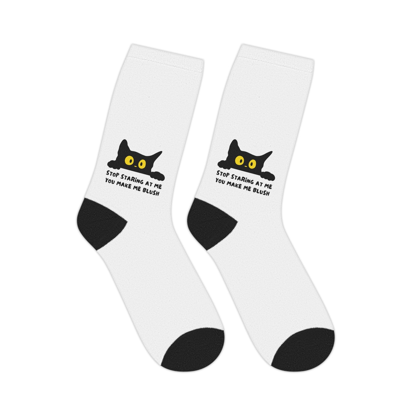 Funny Cat Mid-Length Socks - "Stop Staring, You Make Me Blush"