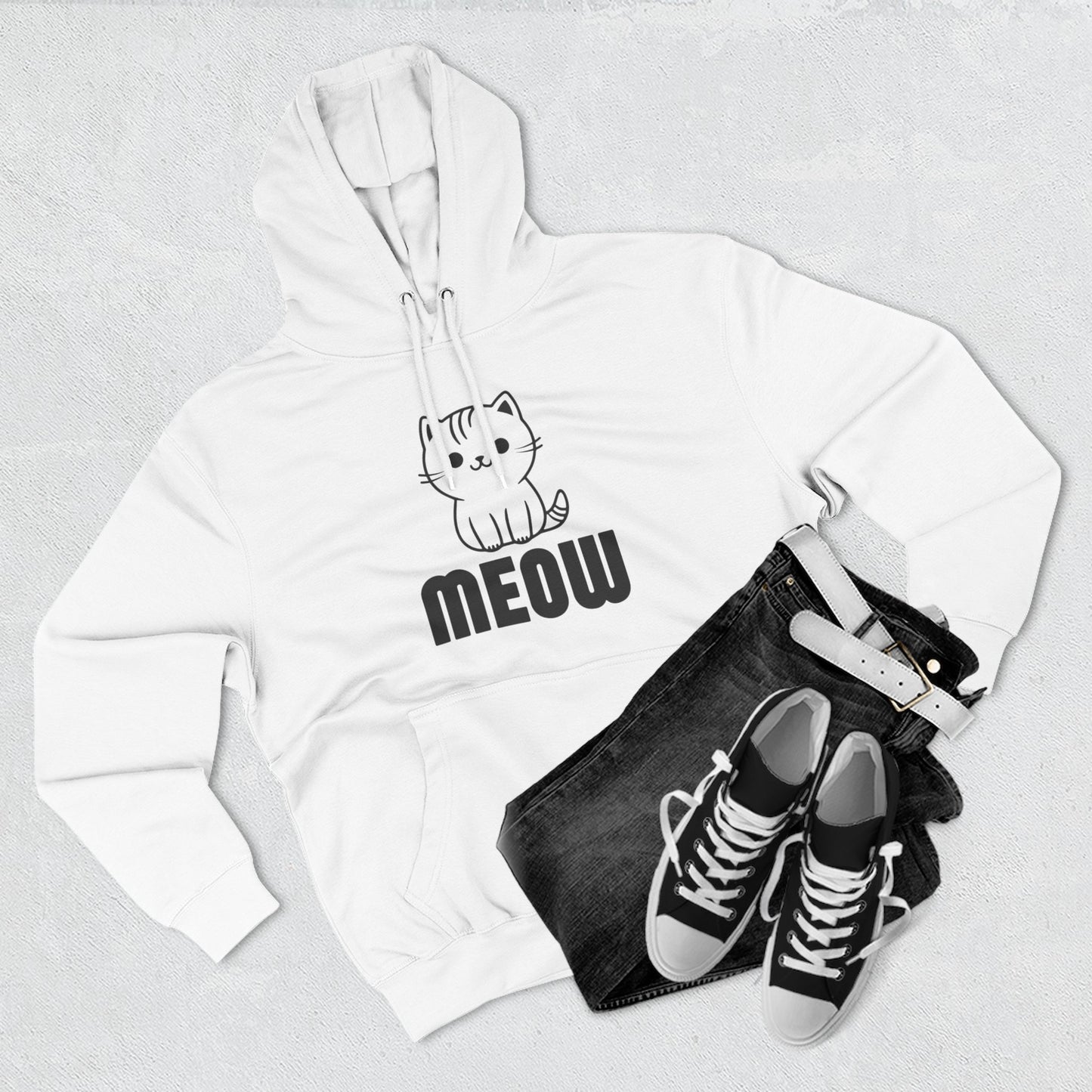 Cute Cat Meow Fleece Hoodie – Perfect for Pet Lovers