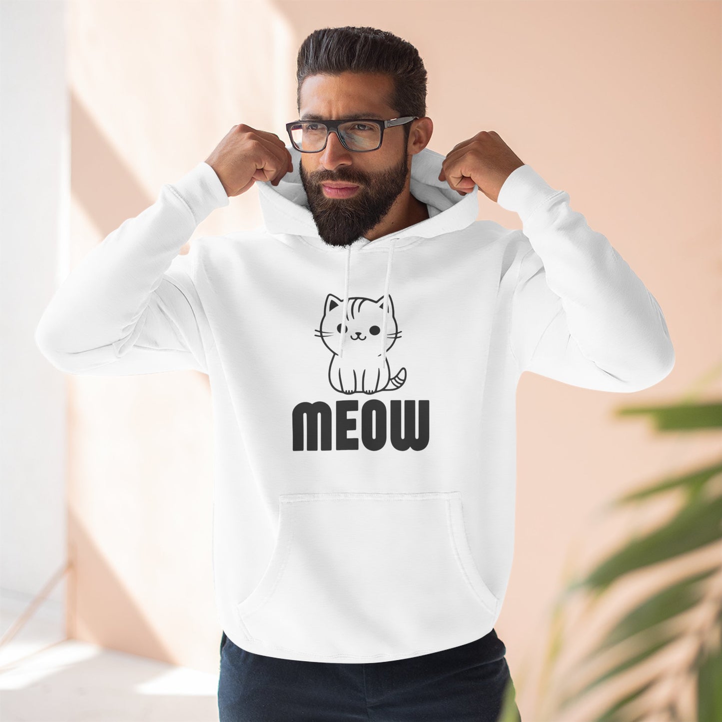 Cute Cat Meow Fleece Hoodie – Perfect for Pet Lovers