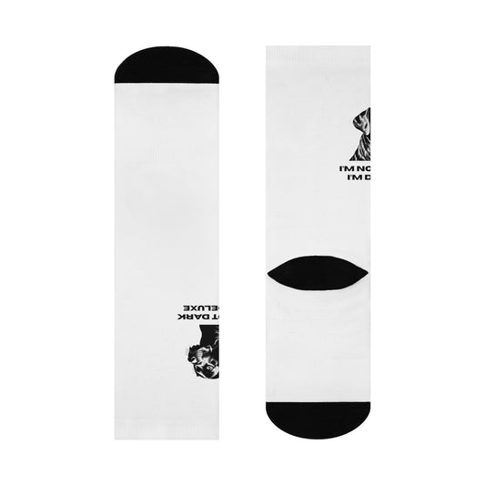 Funny Cushioned Crew Socks - "I'm Not Dark, I'm Deluxe"