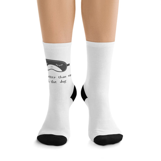Funny Dog Lover Socks - Recycled Poly Crew Socks with Cute Pet Quotes