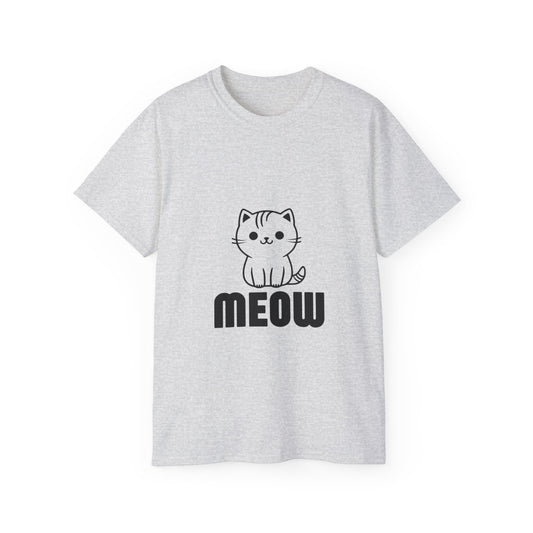 Cute Cat Graphic Tee - MEOW Design, Unisex Ultra Cotton