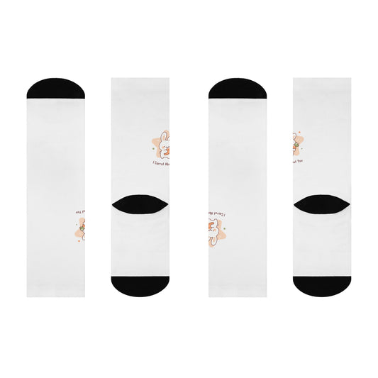 Cushioned Crew Socks - "I Carrot About You" Cute Rabbit Design