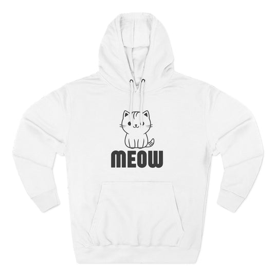 Cute Cat Meow Fleece Hoodie – Perfect for Pet Lovers