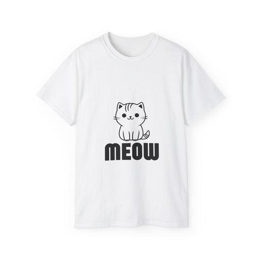 Cute Cat Graphic Tee - MEOW Design, Unisex Ultra Cotton