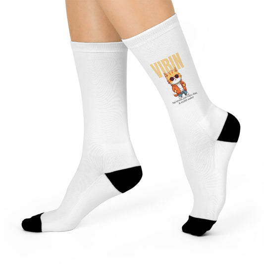 Vibin' Cushioned Crew Socks - Fun & Comfortable Everyday Footwear
